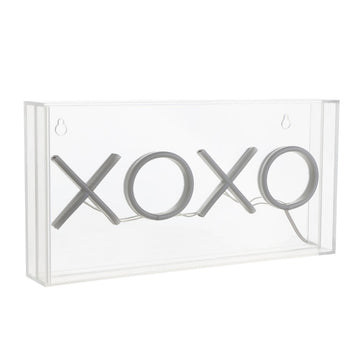 XOXO 11.75" Contemporary Glam Acrylic Box USB Operated LED Neon Light - JONATHAN Y